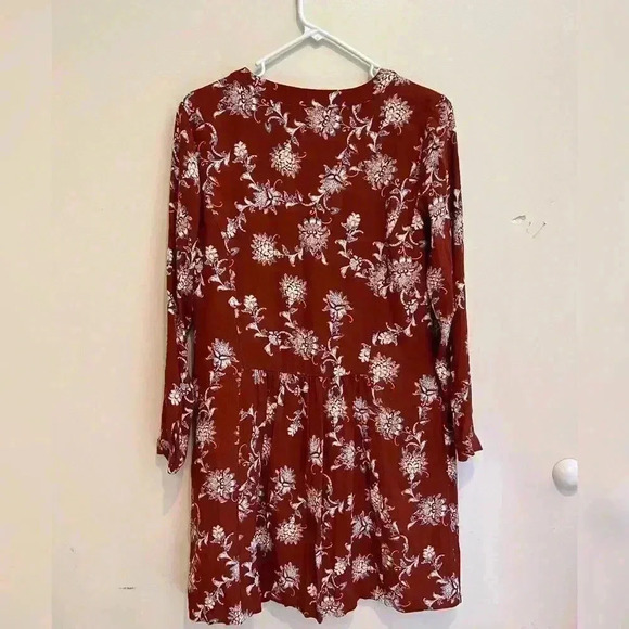 Garnet Hill Red Floral Dropwaist Button-Up Dress - Picture 2 of 6